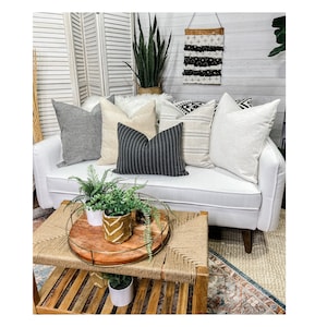 Pillow Combo Set Of 5 | Throw Pillow Set | Pillow Cover | Designer Pillow | Modern Farmhouse | Cushion Cover (2) 22x22 (2) 20x20 (1) 14x20