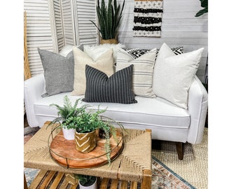 Pillow Cover Set: Modern Farmhouse Throw Cushion Combo for Sofa or Bed
