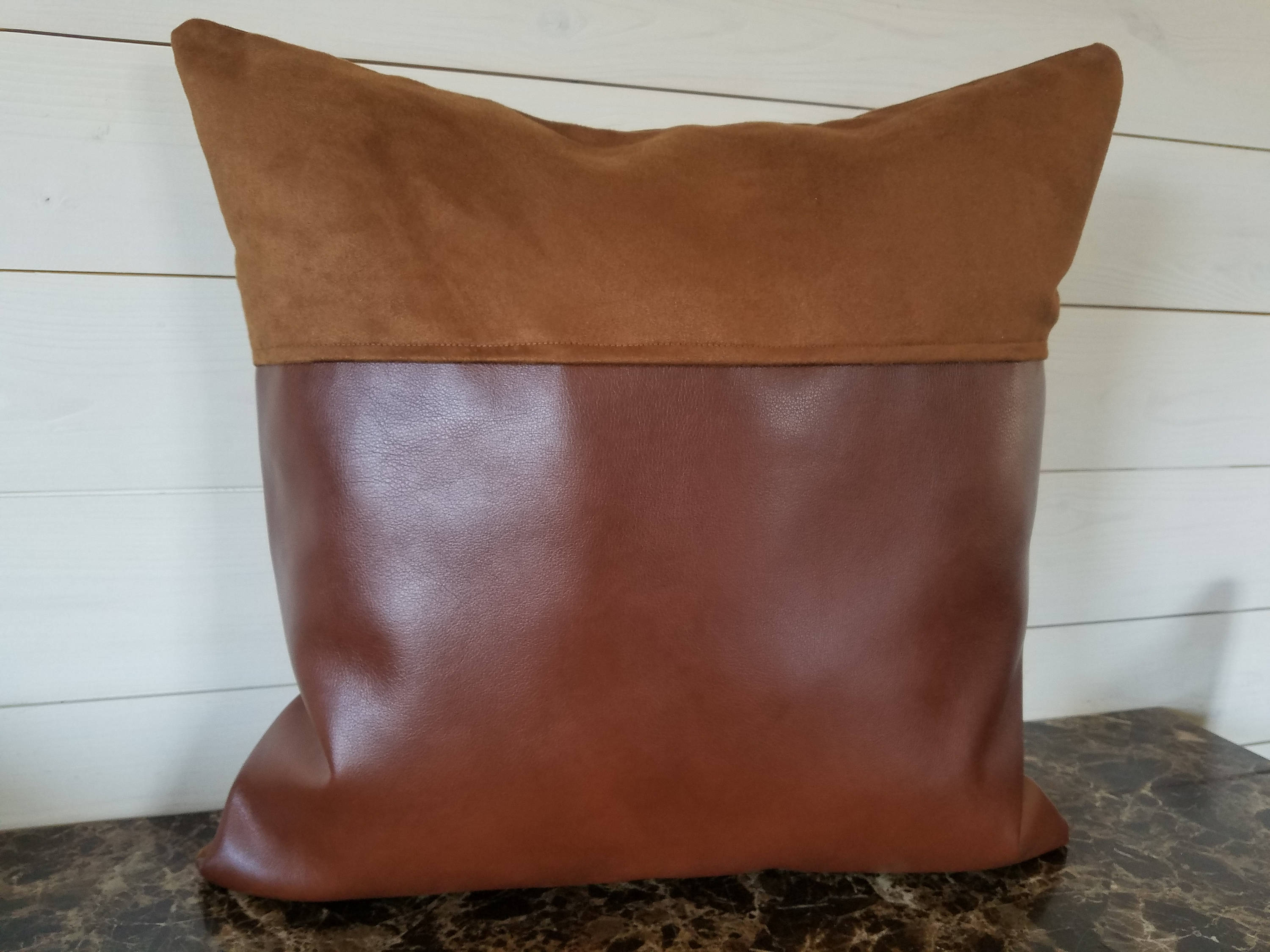 Faux Leather Throw Pillow Faux Suede Fabric Decorative Pillow Etsy