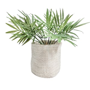 Cream Woven Plant Basket: Neutral Boho Storage Bin & Organizer