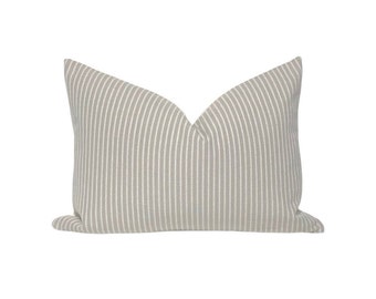 Grey Stripe Linen Pillow Cover: Modern Farmhouse Accent, 14x20
