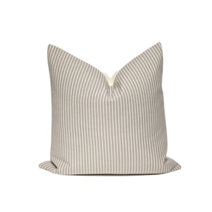 Grey Stripe Pillow Cover: Modern Minimalist Throw Cushion, Neutral Decorative Accent
