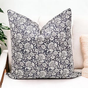 Grey Floral Throw Pillow Cover, Modern Boho Pillow, 14x14”, 16x16”, 18x18”, 20x20”, 22x22”, 15x20”, Decorative Cushion,