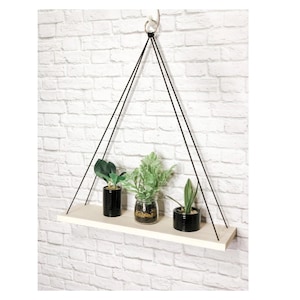 Whitewash Wood Shelf: Boho Wall Decor, Rustic Floating Shelf for Plants