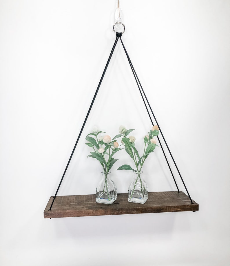 Wood Hanging Shelves Espresso Stain Minimalist Shelves Etsy