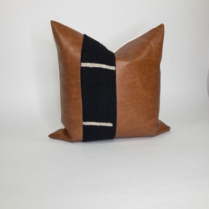Mudcloth Pillow Faux Leather Pillow Throw Pillow Cover Home Decore Decorative Pillow Cover Mid Century Modern Color Block Pillow image 6