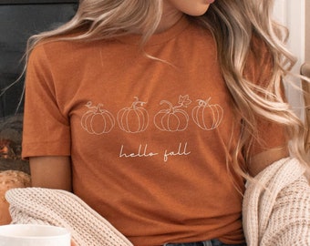 Camiseta de calabaza de otoño, linda camiseta de Halloween y Acción de Gracias