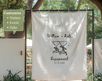 Benutzerdefinierte Stoff Hochzeit Willkommensschild, modernes Leinen Hochzeitsschild, Hochzeitsbanner, personalisierte Hochzeitsdeko, Verlobungsfeier Schild