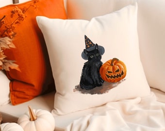 Almohada de gato de otoño, almohada amante de los gatos, decoración de hojas de otoño, decoración de otoño, almohada de tiro de otoño, decoración de otoño, decoración de acción de gracias, almohada de granja de otoño