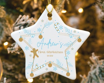 Primer adorno navideño para bebés, Nuevo adorno personalizado para bebés 2022, Adorno navideño con nombre de bebé, Recuerdo para bebés, Navidad personalizada