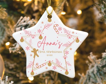 Baby's First Christmas Ornament, Personalized New Baby Ornament 2022, Baby Name Ornament, Baby Keepsake, girls first Christmas ornam