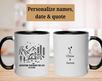 Taza de café personalizada para senderismo, regalo de compromiso, tazas personalizadas, regalo para novia, regalo para compañero de trabajo, regalo de despedida de soltera, taza para pareja de senderismo