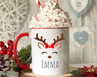 Personalized Christmas mug, funny christmas mug, secret santa gift, reindeer mug, personalized hot chocolate mugs