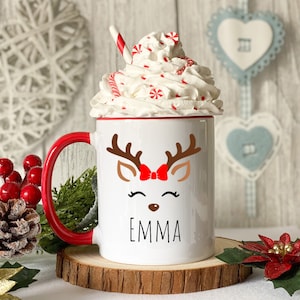 Personalized Christmas mug, funny christmas mug, secret santa gift, reindeer mug, personalized hot chocolate mugs