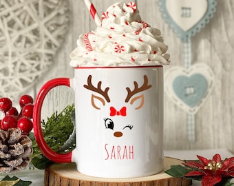 Gepersonaliseerde kerstmok, gepersonaliseerde rendiermok, kerstcadeau voor kinderen, kerstcadeau, geheime kerstcadeau, cadeau voor kleinkinderen