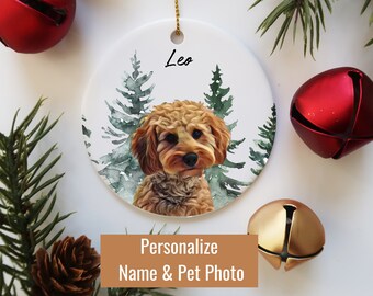Adorno personalizado para mascotas con fotos de mascotas, adornos navideños personalizados con cara y nombre de mascota, adorno navideño personalizado