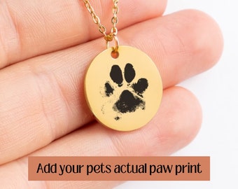 Paw print necklace, dog lover gift, pet lover gift, custom pet necklace,dog necklace,dog paw necklace, memorial loss necklace