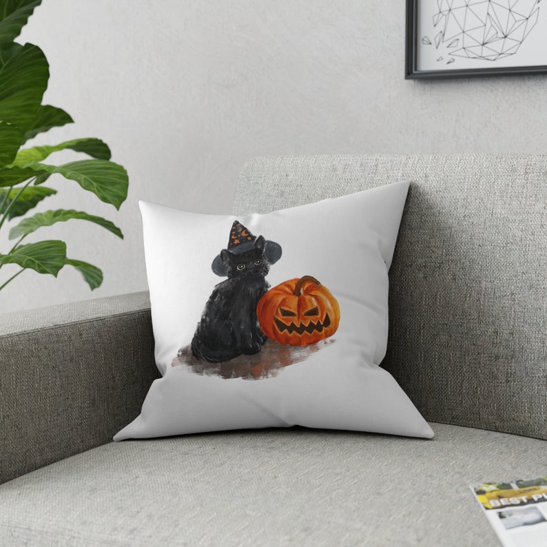 Fall Cat Pillow, Cat Lover pillow, Fall Leaves Decor, Autumn Decor, Fall Throw Pillow, Fall Decor, Thanksgiving Decor, Fall Farmhouse Pillow image 2