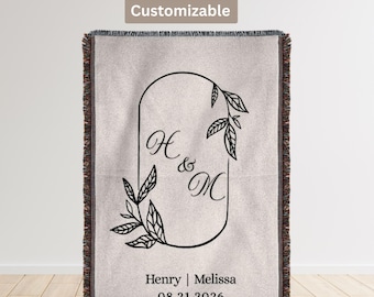 Personalized Throw Couples Blanket with Names, Wedding Present, Bridal Shower Gift for Newlyweds, Anniversary Gift, Engagement Gift