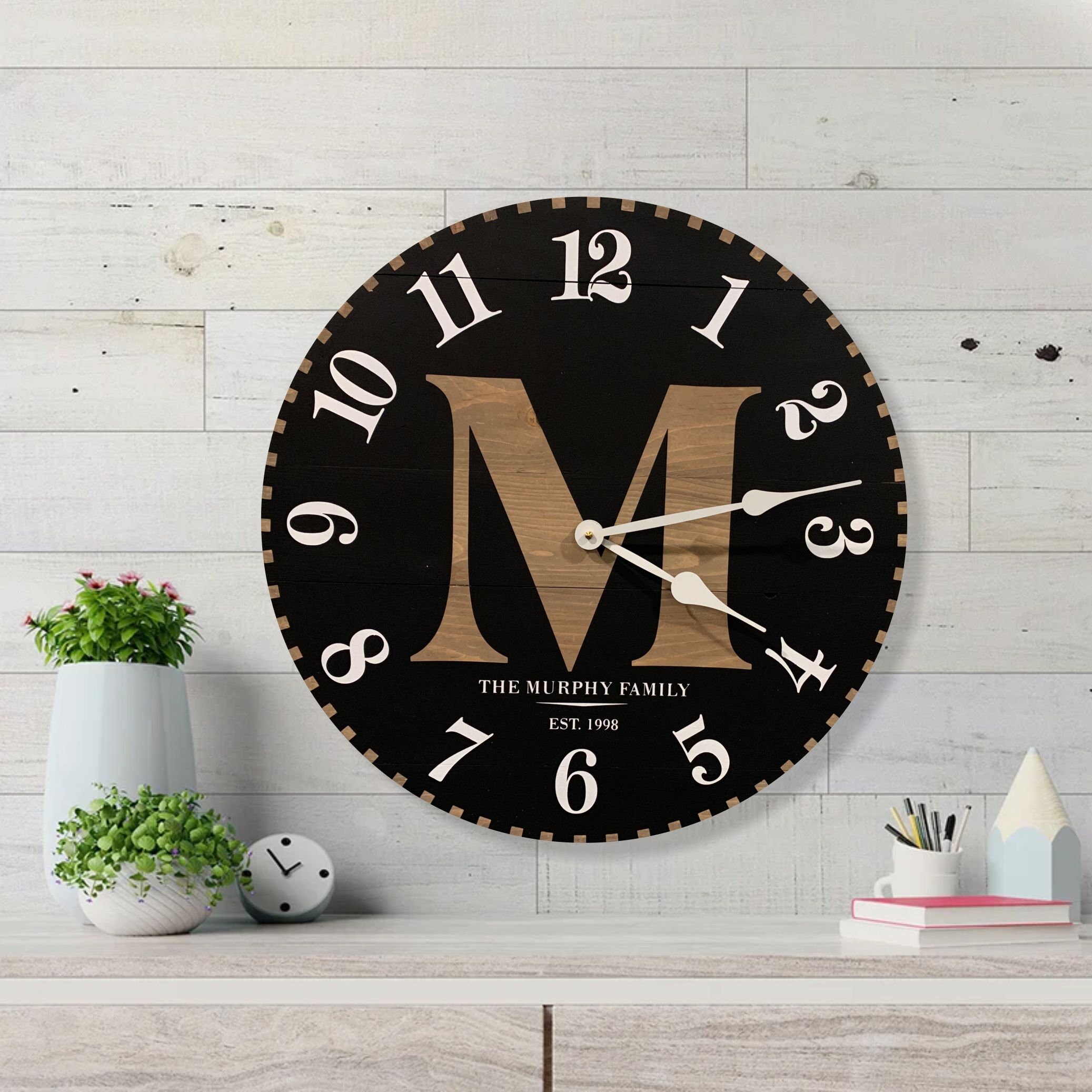 24 Personalized Clock Family Name Wall Clock Etsy