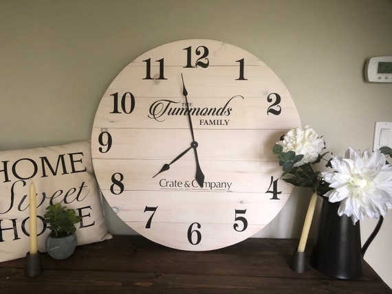 Personalised Time Spent Shabby Chic Large Wooden Clock
