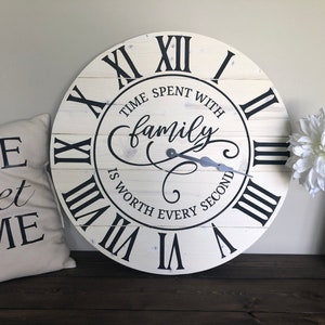 Time Spent With Family WW268 Roman Clock Wall Lettering Stencil