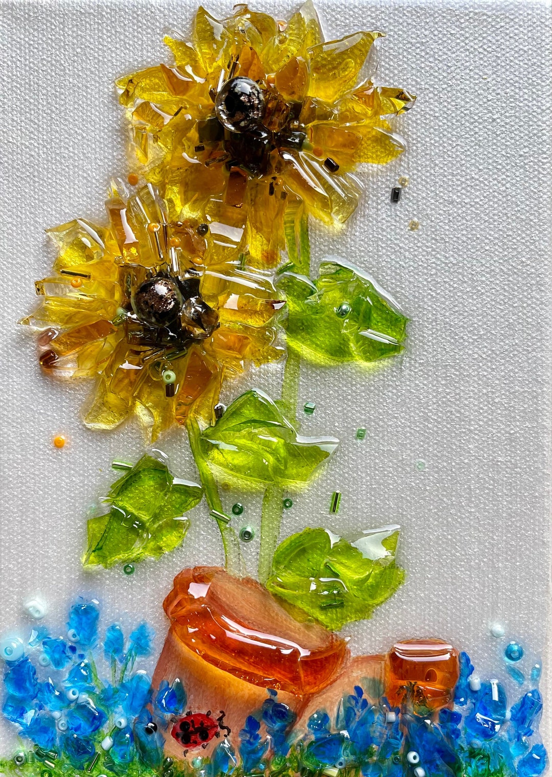 Sunflowers Glass and Resin Art Glass Art Resin Art Resin Etsy Australia