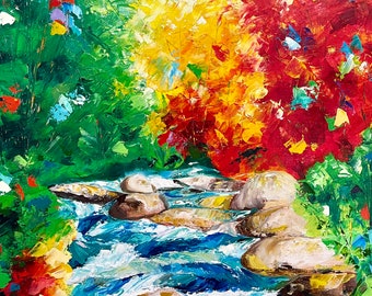 River oil painting - art - wall art - fine art