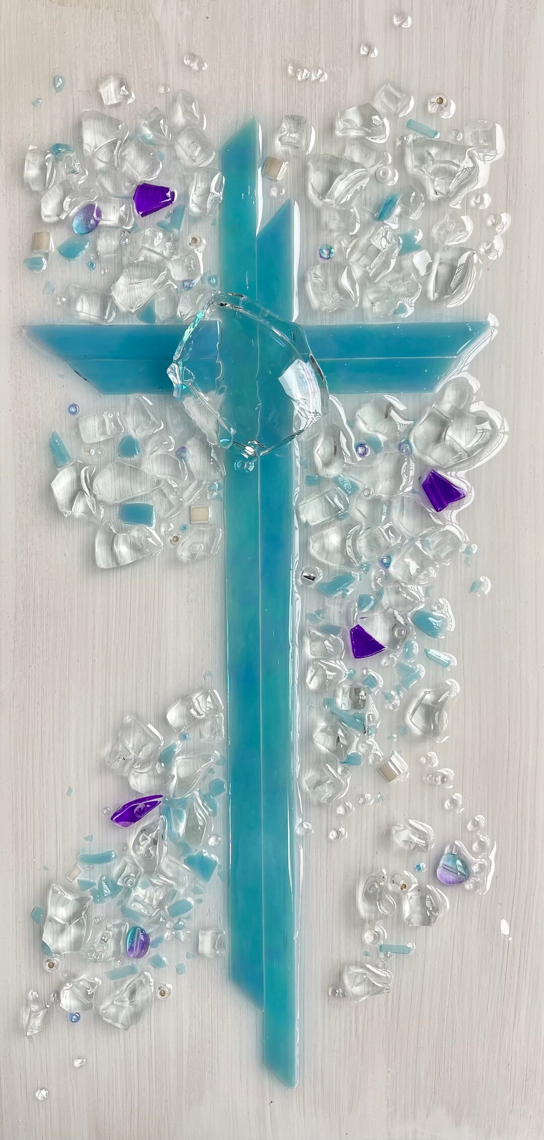 Glass and Resin Art Cross Glass Art Resin Art Resin Wall Etsy