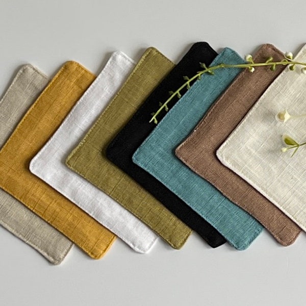 Linen Coaster | OEKO-TEX certified Linen Double Layer Coasters | Washed Linen Coasters | Mother Day Gift | Table Linen