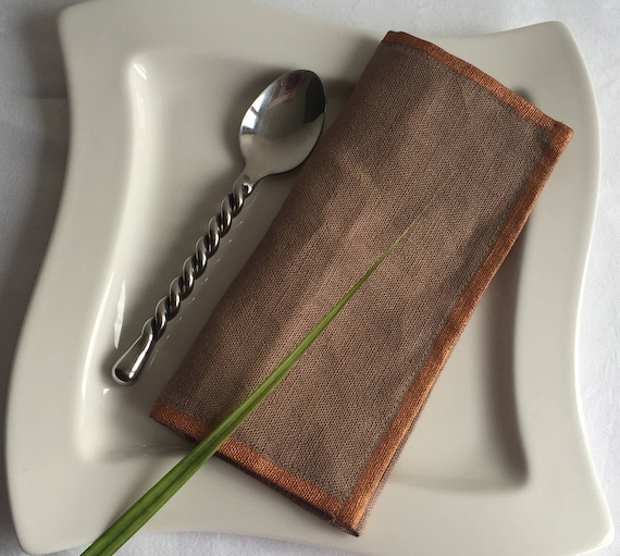 Leinen Servietten | Bronze & Taupe Leinen Cocktail Servietten | Tischwäsche | Weihnachts-Stoffservietten | Kleine Servietten Set | Hochzeit Tisch Dekor | Großbritanien