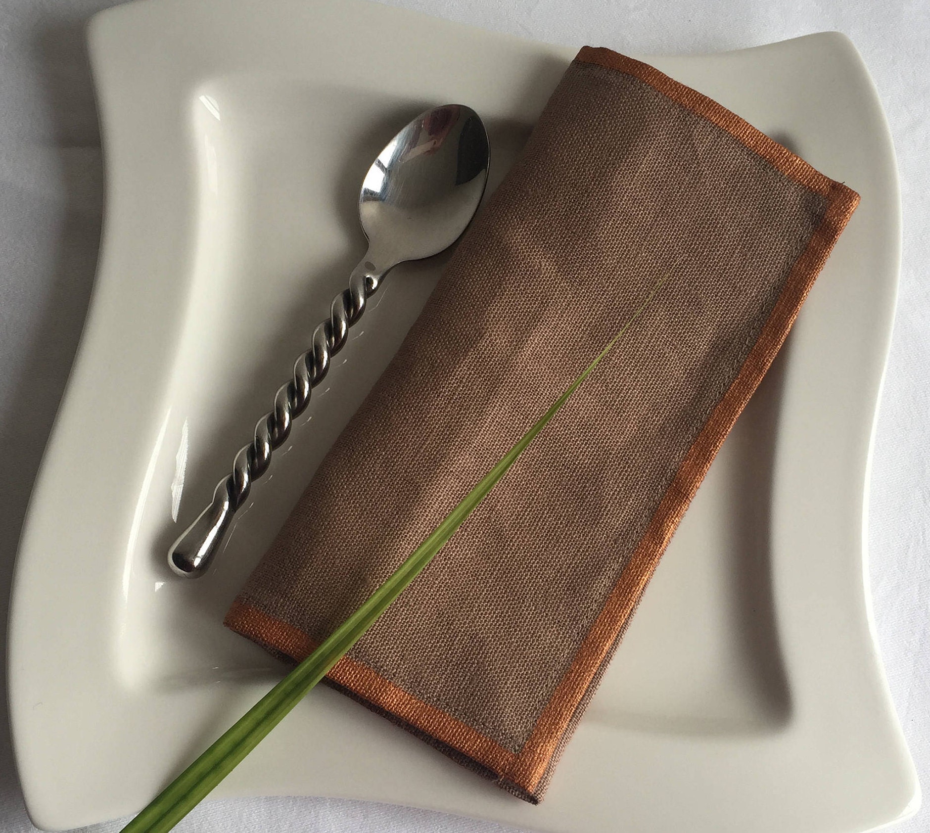 Bronze and Taupe Christmas Napkin Linen Cocktail Napkins Etsy