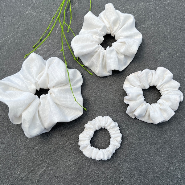 XXL ivory Linen scrunchies, hair accessories, linen hair tie, gift for her, christmas Gifts