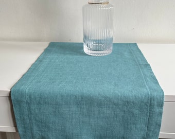 Teal linen table runner, custom linen table runner, wedding long table runner, table linen, christmas table decor