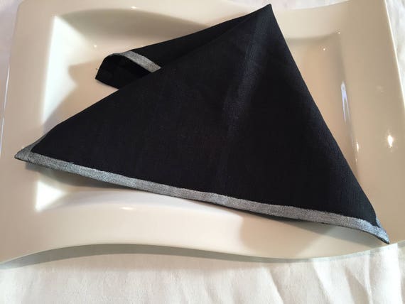 Black and Silver Napkins Christmas Table Decor Set of 2 18x18