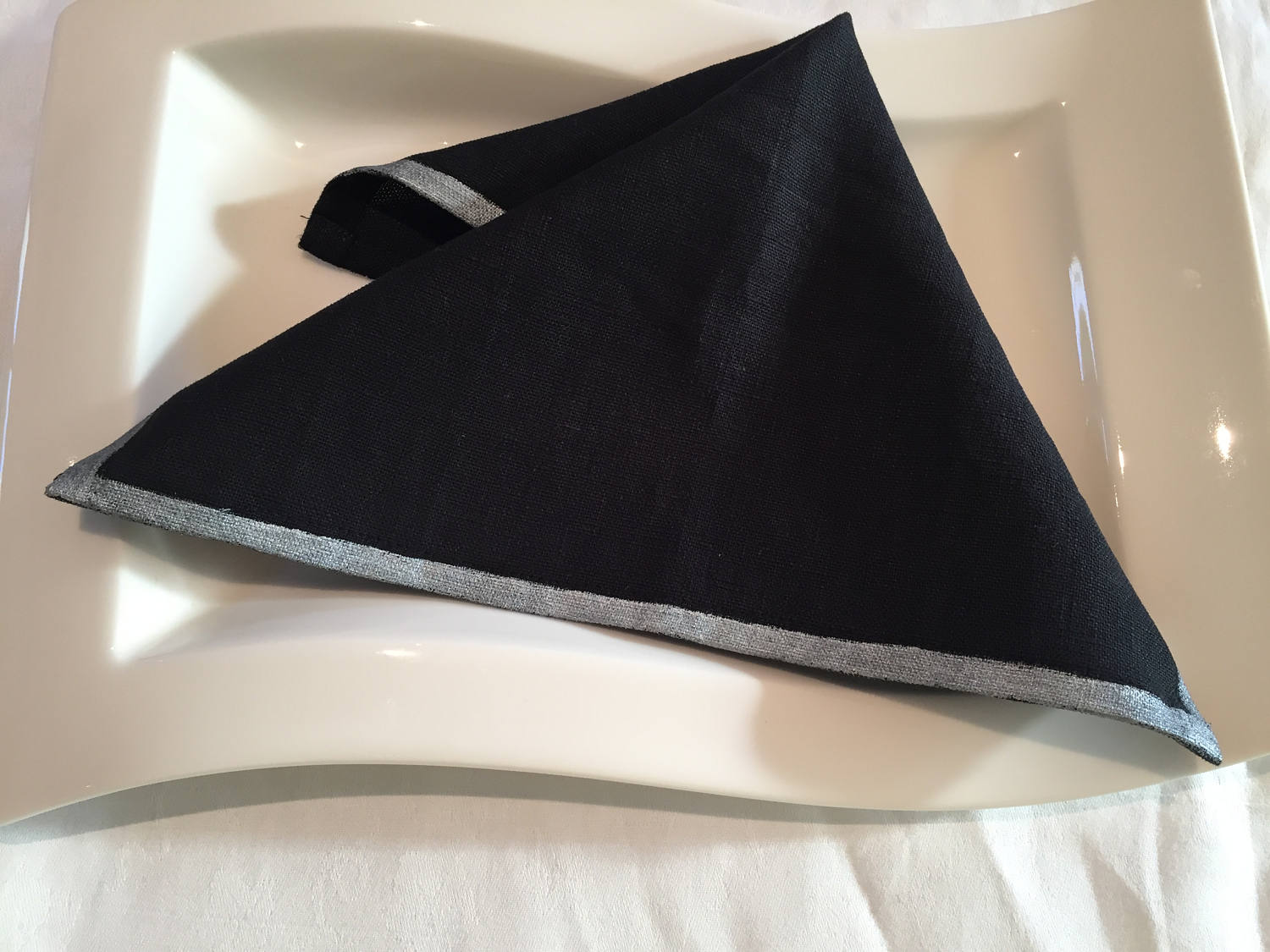 Black and Silver Napkins Christmas Metallic Holiday Table Decor Linen