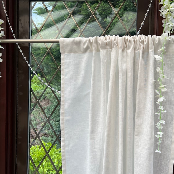 Ivory Linen Curtains | Rod Pocket Curtain Panels | Handmade linen curtains | Semi Sheer Linen Drapes In Custom Sizes |