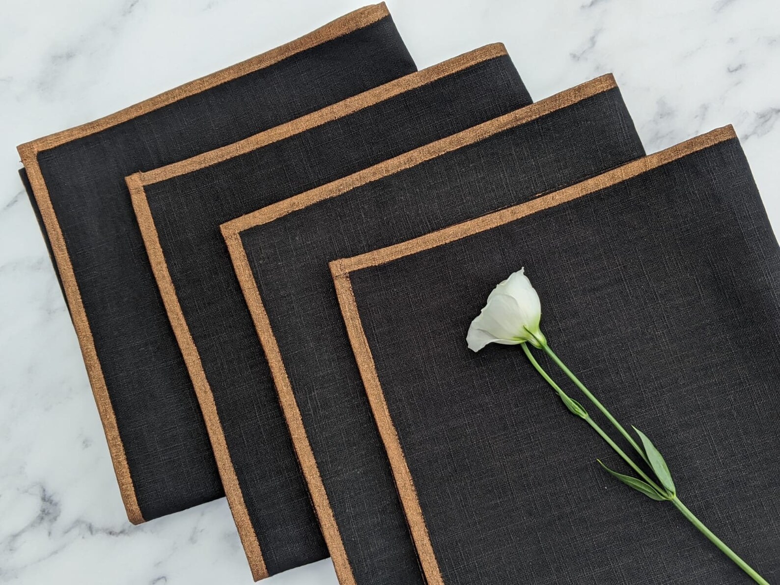 Christmas Napkins Bronze Linen Napkins Black Dinner Napkins Etsy