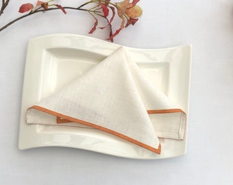 Linen napkins | linen table napkin | Ivory & bronze metallic table setting napkin | dinner napkins | Wedding napkins | Set of 4