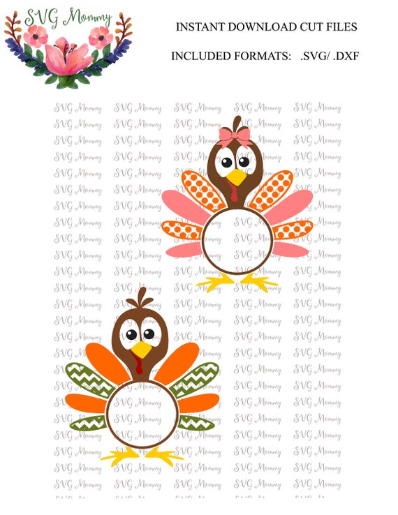 Download Thanksgiving Turkey For Monogram SVG Cut File Cricut File | Etsy