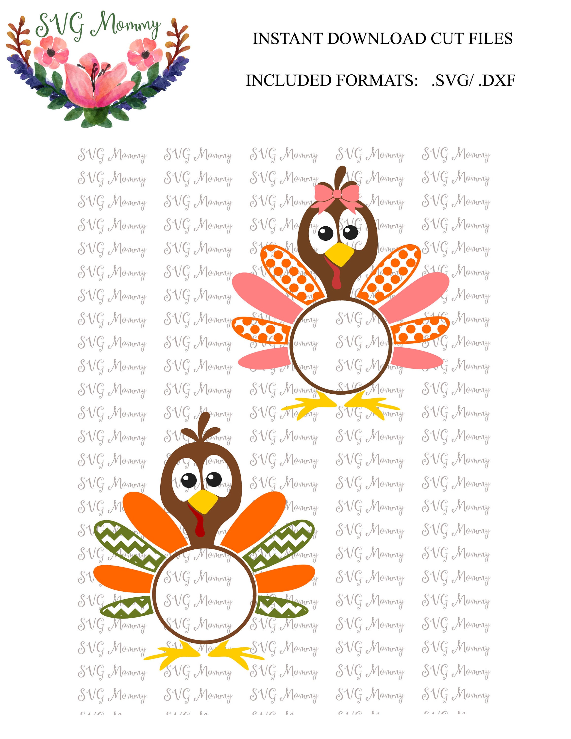 Download Thanksgiving Turkey For Monogram SVG Cut File Cricut File | Etsy