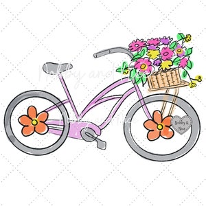 Clipart di bici ad acquerello, download di disegni a sublimazione, clipart di primavera, png di primavera, timbro digitale di bici, png di bicicletta
