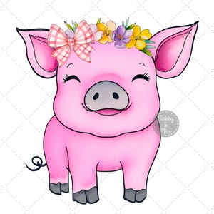 Watercolor pig sublimation png, Cute pig clipart, T shirt sublimation designs, Kid&#39;s  sublimation, Farm animal png, 1st birthday clip art