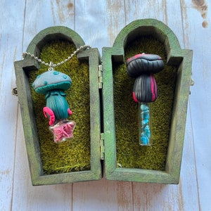 Mystery Mushroom Vial Necklace Botanicals or Crystals (cottagecore/fantasy/gifts/keepsake)