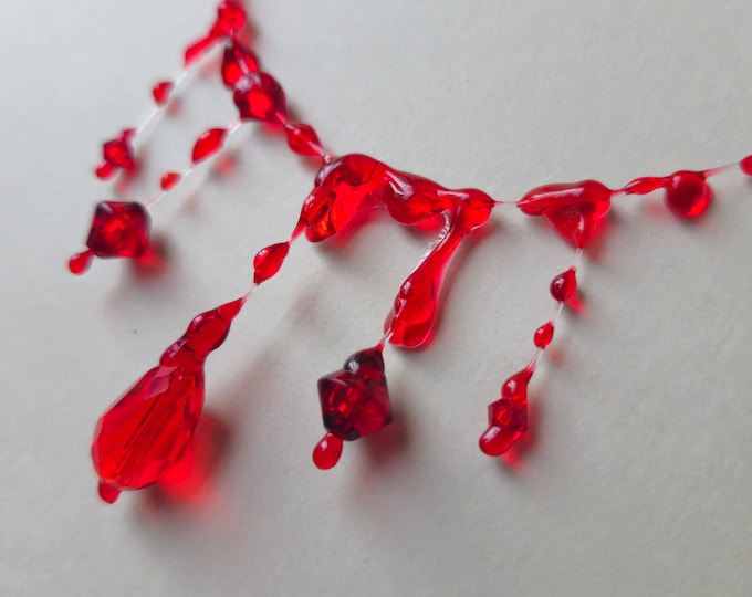 Vampire Bite Necklace / Adjustable Blood Drop Gothic Choker