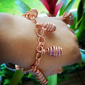 Seven Chakra Healing Charm Copper Figure Eight Link Bracelet And Necklace