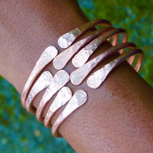 Thick Copper Bangles Set| Hammered Bangles| Gift Copper Bracelets| Copper Anklets| Adjustable Womens Bracelet | Tenth Anniversary Gift