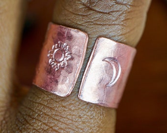 Sun And Moon Copper cuff Rings