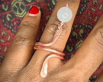 Cowrie Crystal Shell Copper Textured Band Ring