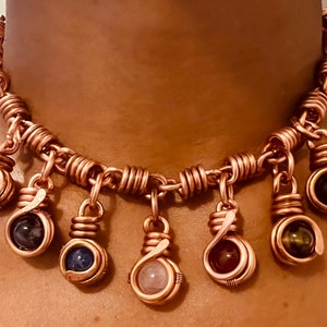 7 Chakra Crystal Bead Copper Necklace Choker